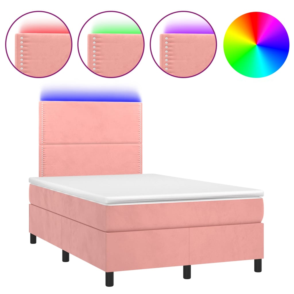 Sommier à lattes de lit avec matelas LED Rose 120x200cm Velours