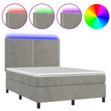 Sommier à lattes de lit matelas et LED Gris clair 140x190 cm