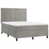 Sommier à lattes de lit matelas et LED Gris clair 140x190 cm