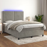 Sommier à lattes de lit matelas et LED Gris clair 140x190 cm