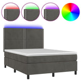 Sommier à lattes de lit matelas et LED Gris foncé 140x190 cm