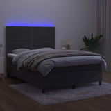 Sommier à lattes de lit matelas et LED Gris foncé 140x190 cm