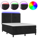 Sommier à lattes de lit matelas et LED Noir 140x190 cm Velours