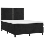 Sommier à lattes de lit matelas et LED Noir 140x190 cm Velours