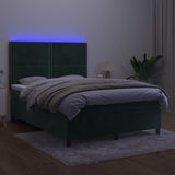 Sommier à lattes de lit matelas et LED Vert foncé 140x190 cm