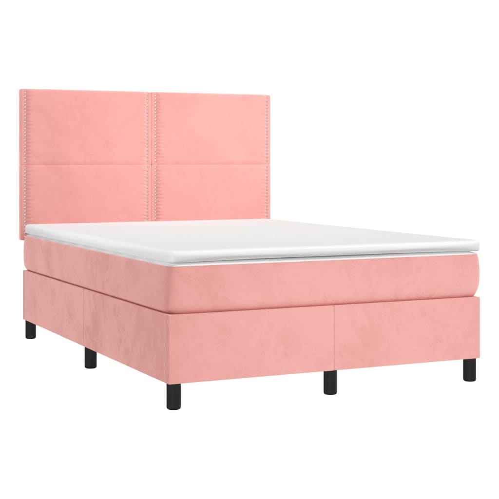 Sommier à lattes de lit matelas et LED Rose 140x190 cm Velours