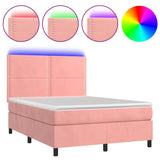 Sommier à lattes de lit matelas et LED Rose 140x200 cm Velours