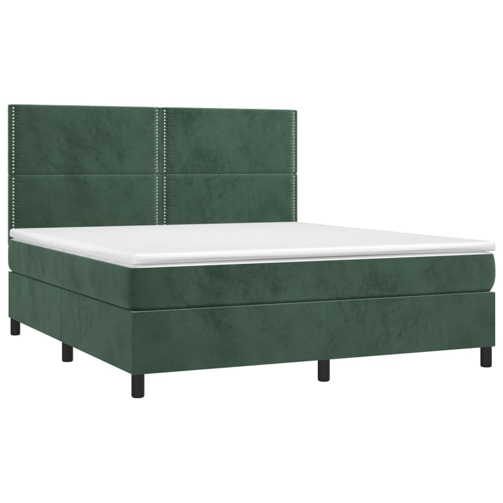 Sommier à lattes de lit matelas et LED Vert foncé 160x200 cm