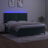 Sommier à lattes de lit matelas et LED Vert foncé 160x200 cm