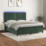 Sommier à lattes de lit matelas et LED Vert foncé 160x200 cm