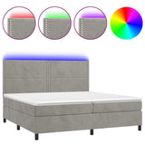 Sommier à lattes de lit matelas et LED Gris clair 200x200 cm