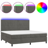 Sommier à lattes de lit matelas et LED Gris foncé 200x200 cm