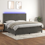 Sommier à lattes de lit matelas et LED Gris foncé 200x200 cm