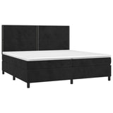 Sommier à lattes de lit matelas et LED Noir 200x200 cm Velours