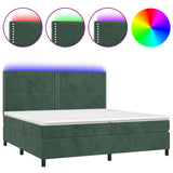 Sommier à lattes de lit matelas et LED Vert foncé 200x200 cm