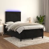 Sommier à lattes de lit matelas et LED Noir 120x200 cm Velours