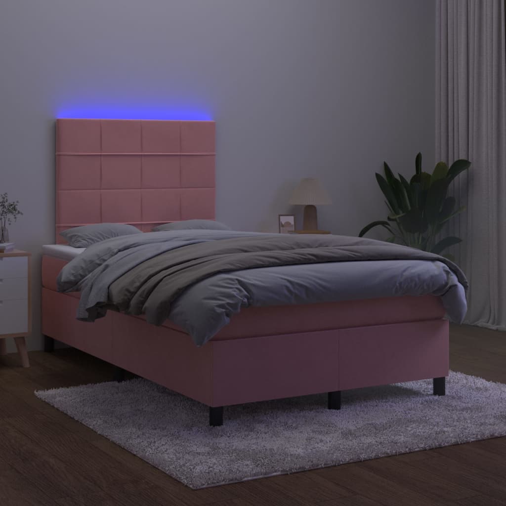 Sommier à lattes de lit avec matelas LED Rose 120x200cm Velours