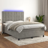 Sommier à lattes de lit matelas et LED Gris clair 140x190 cm