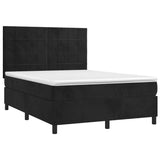 Sommier à lattes de lit matelas et LED Noir 140x190 cm Velours