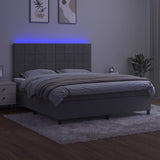 Sommier à lattes de lit matelas et LED Gris clair 160x200 cm