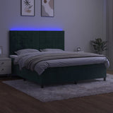 Sommier à lattes de lit matelas et LED Vert foncé 160x200 cm