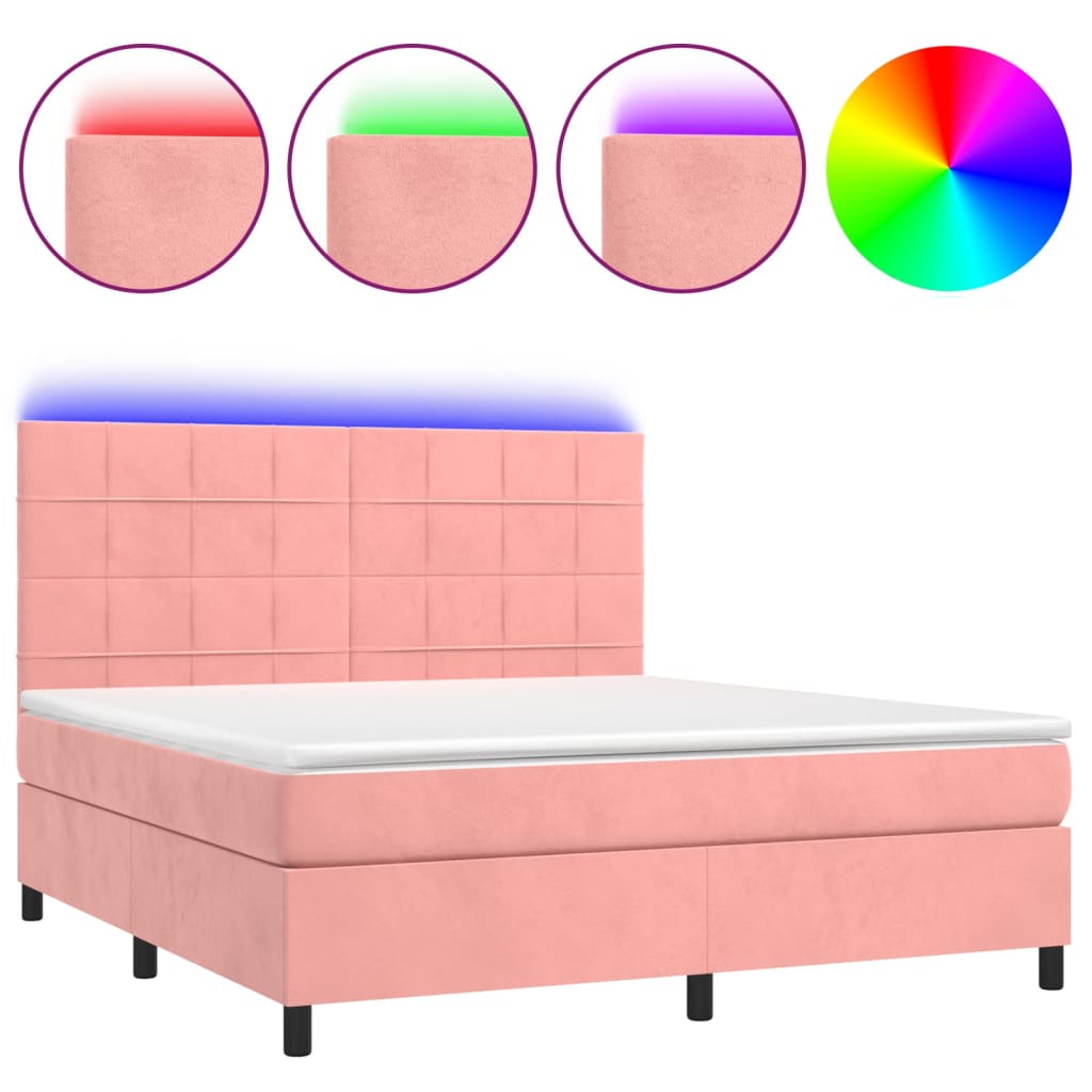 Sommier à lattes de lit matelas et LED Rose 160x200 cm Velours