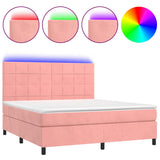 Sommier à lattes de lit matelas et LED Rose 160x200 cm Velours