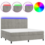 Sommier à lattes de lit matelas et LED Gris clair 200x200 cm