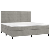 Sommier à lattes de lit matelas et LED Gris clair 200x200 cm