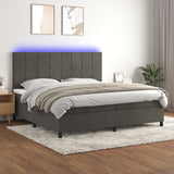 Sommier à lattes de lit matelas et LED Gris foncé 200x200 cm