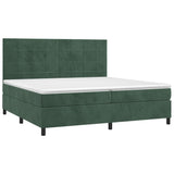 Sommier à lattes de lit matelas et LED Vert foncé 200x200 cm