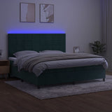 Sommier à lattes de lit matelas et LED Vert foncé 200x200 cm