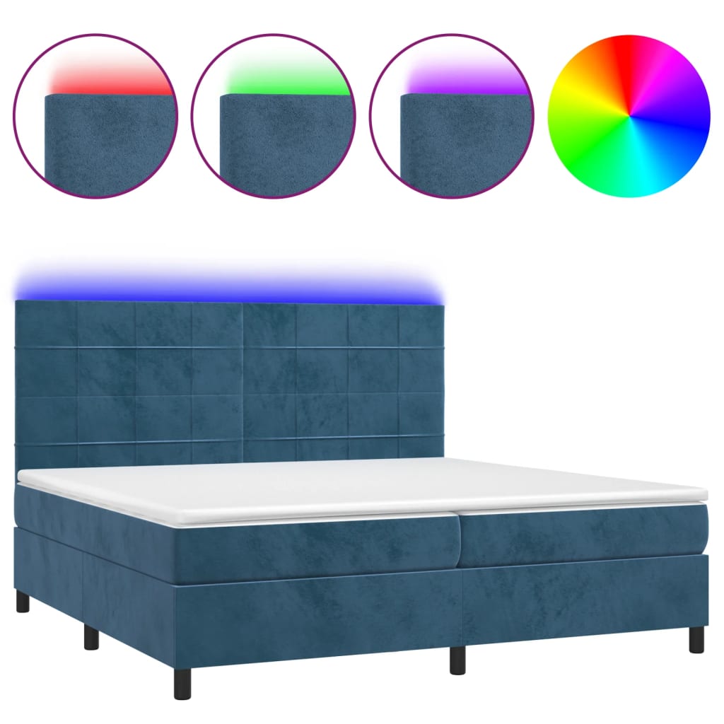 Sommier à lattes de lit matelas LED Bleu foncé 200x200 cm