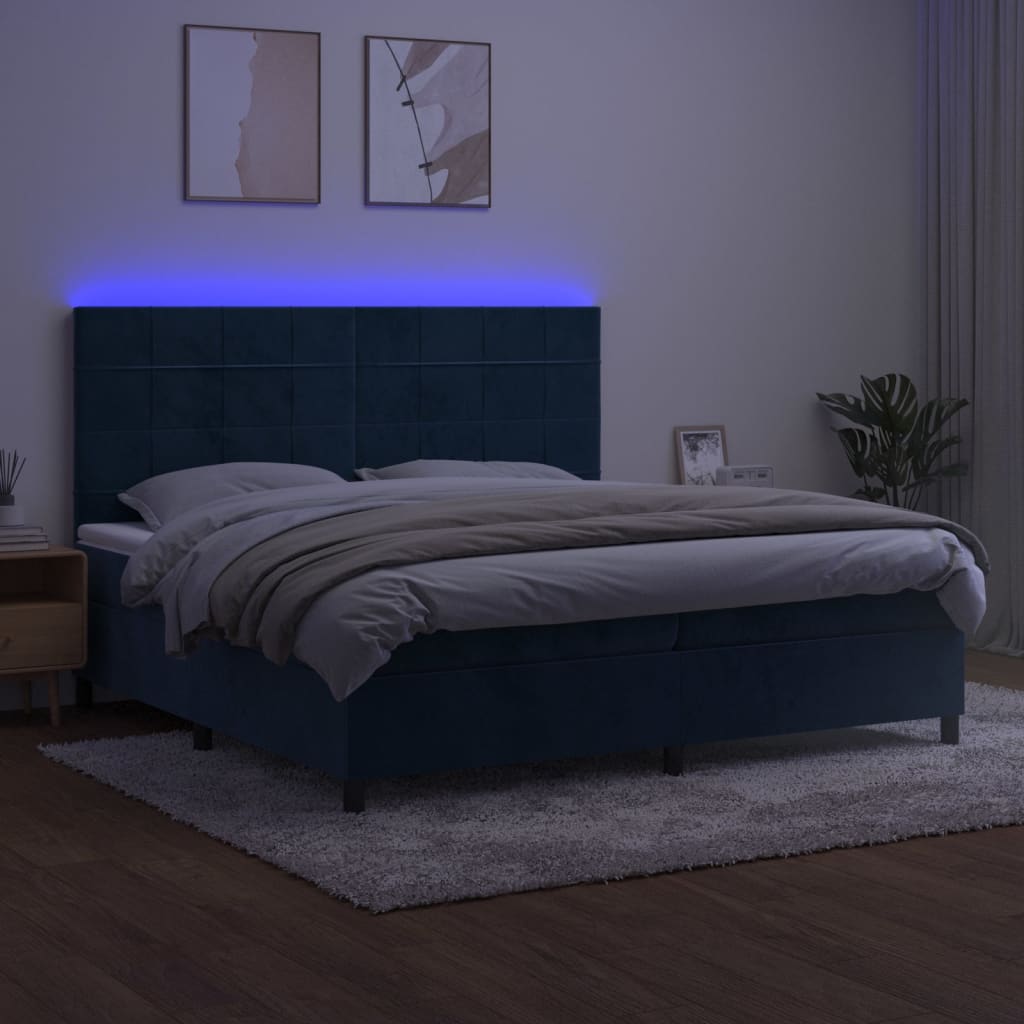 Sommier à lattes de lit matelas LED Bleu foncé 200x200 cm