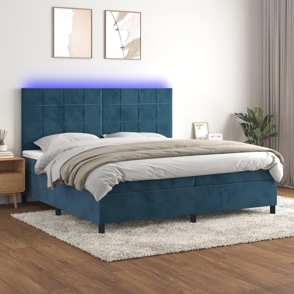 Sommier à lattes de lit matelas LED Bleu foncé 200x200 cm