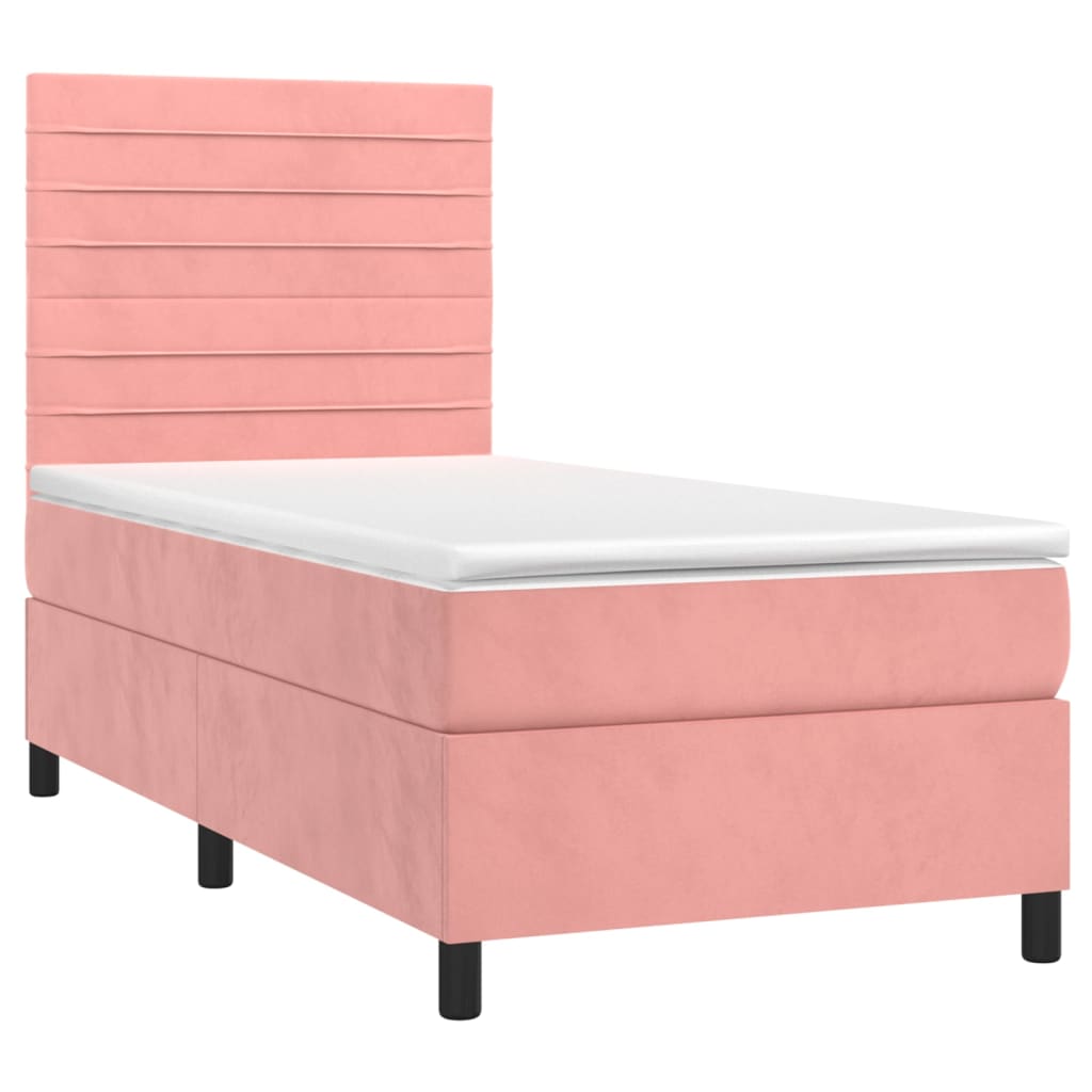 Sommier à lattes de lit avec matelas LED Rose 80x200 cm Velours