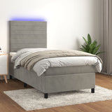 Sommier à lattes de lit matelas LED Gris clair 90x190cm Velours