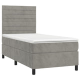 Sommier à lattes de lit matelas LED Gris clair 90x200cm Velours