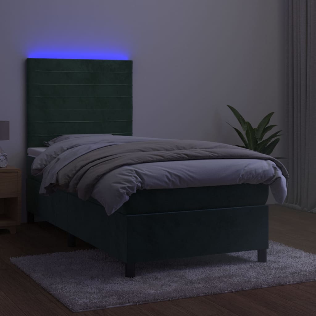 Sommier à lattes de lit matelas LED Vert foncé 90x200cm Velours