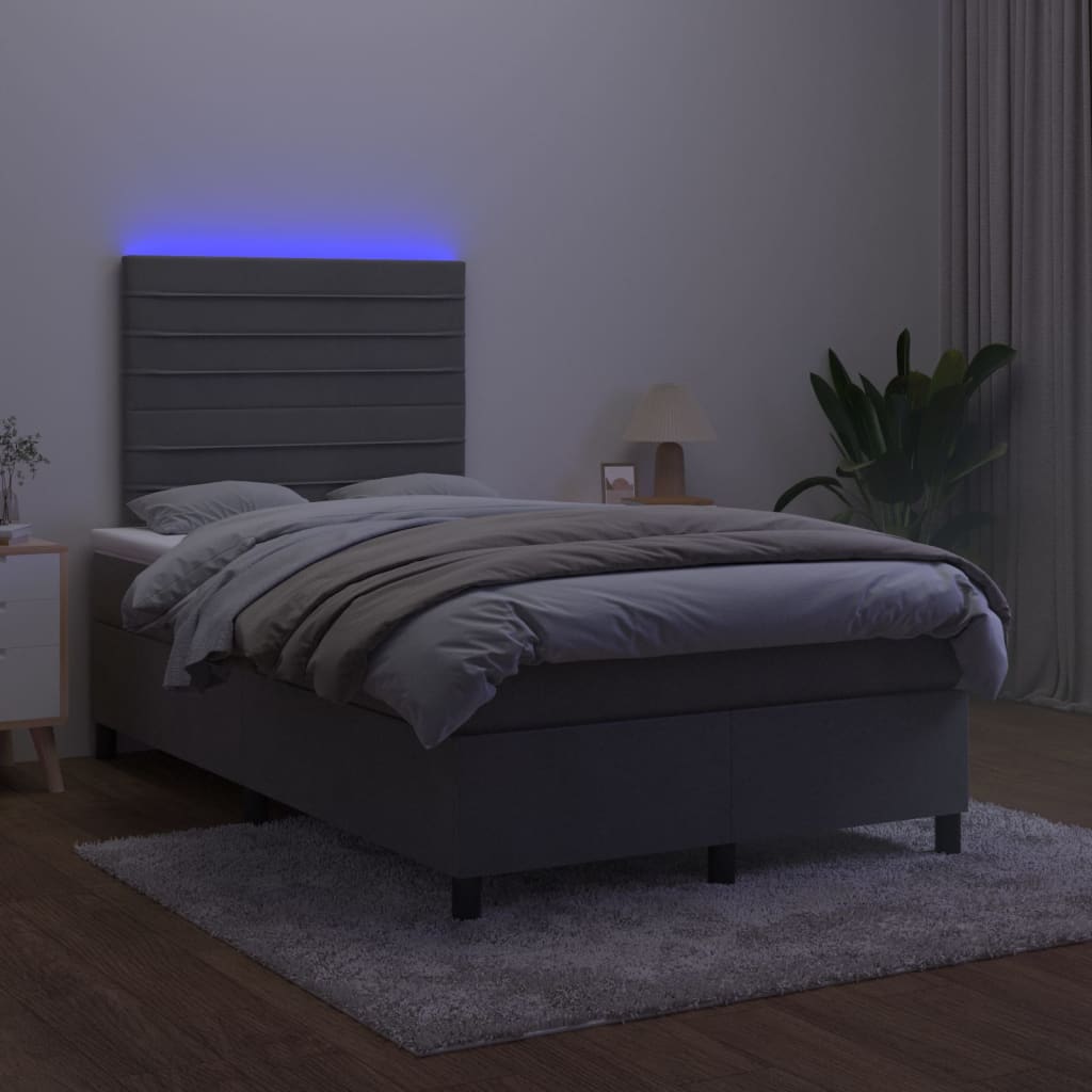 Sommier à lattes de lit avec matelas LED Gris foncé 120x200 cm