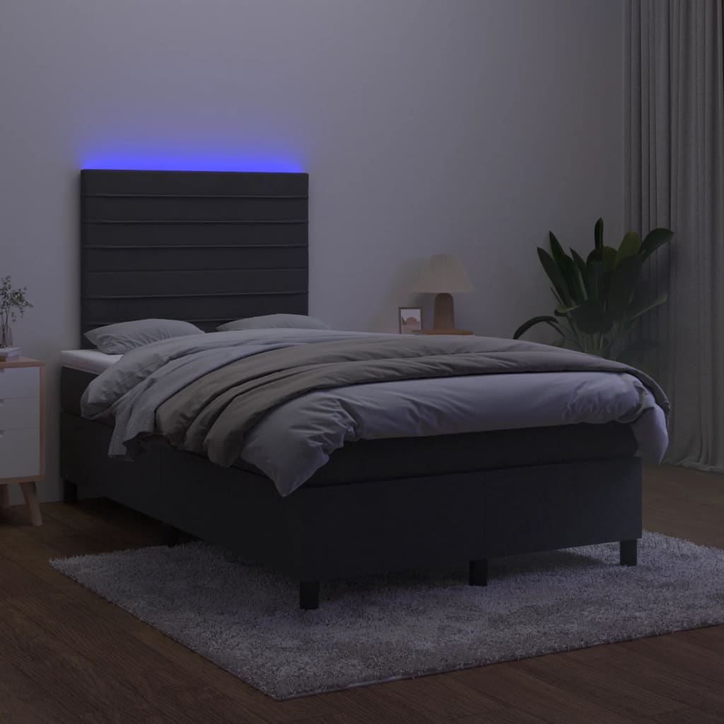 Sommier à lattes de lit avec matelas LED Noir 120x200cm Velours