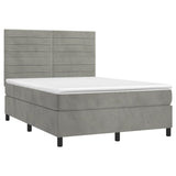 Sommier à lattes de lit avec matelas LED Gris clair 140x190 cm