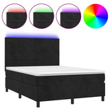 Sommier à lattes de lit avec matelas LED Noir 140x190cm Velours