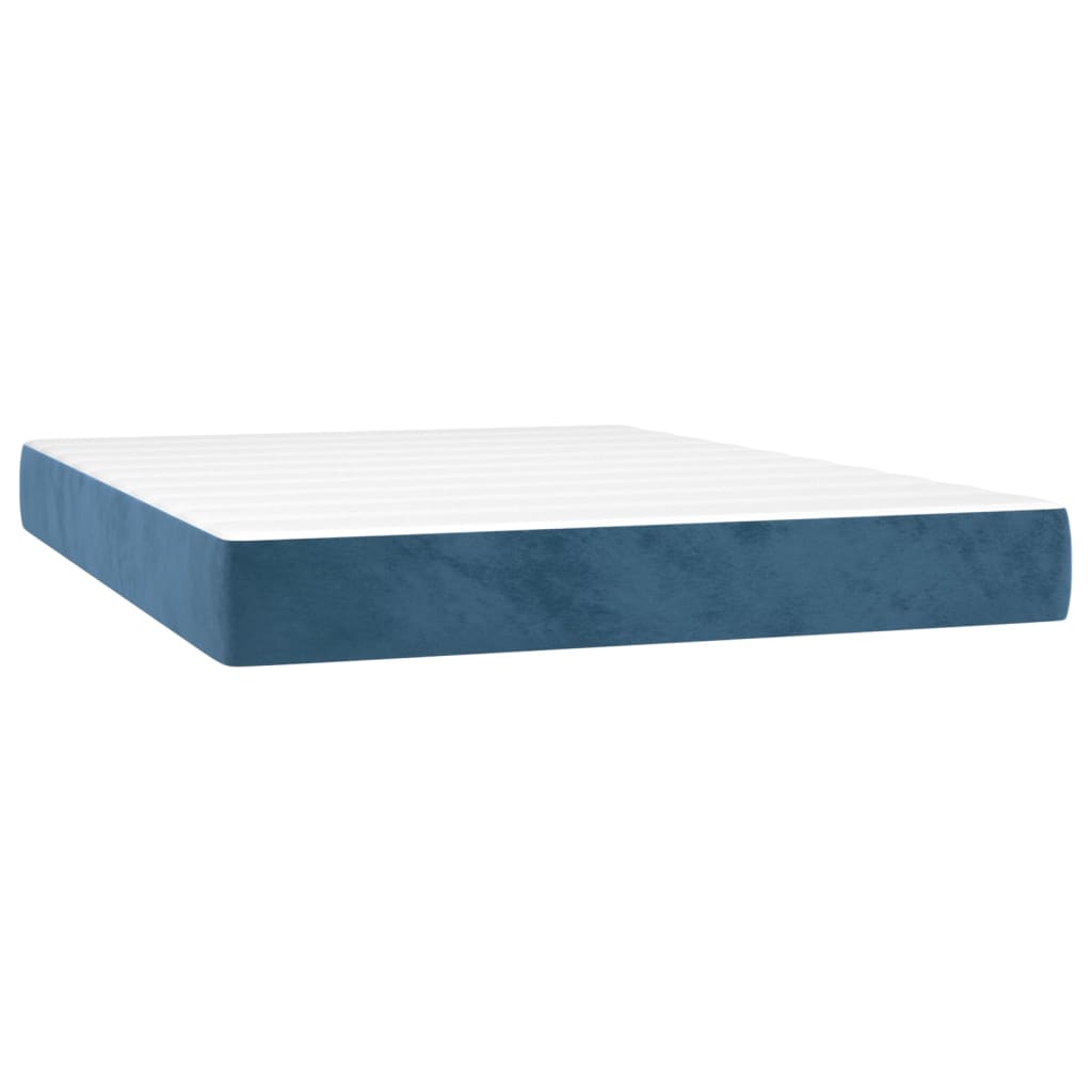 Sommier à lattes de lit avec matelas LED Bleu foncé 140x190 cm