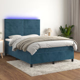 Sommier à lattes de lit avec matelas LED Bleu foncé 140x190 cm