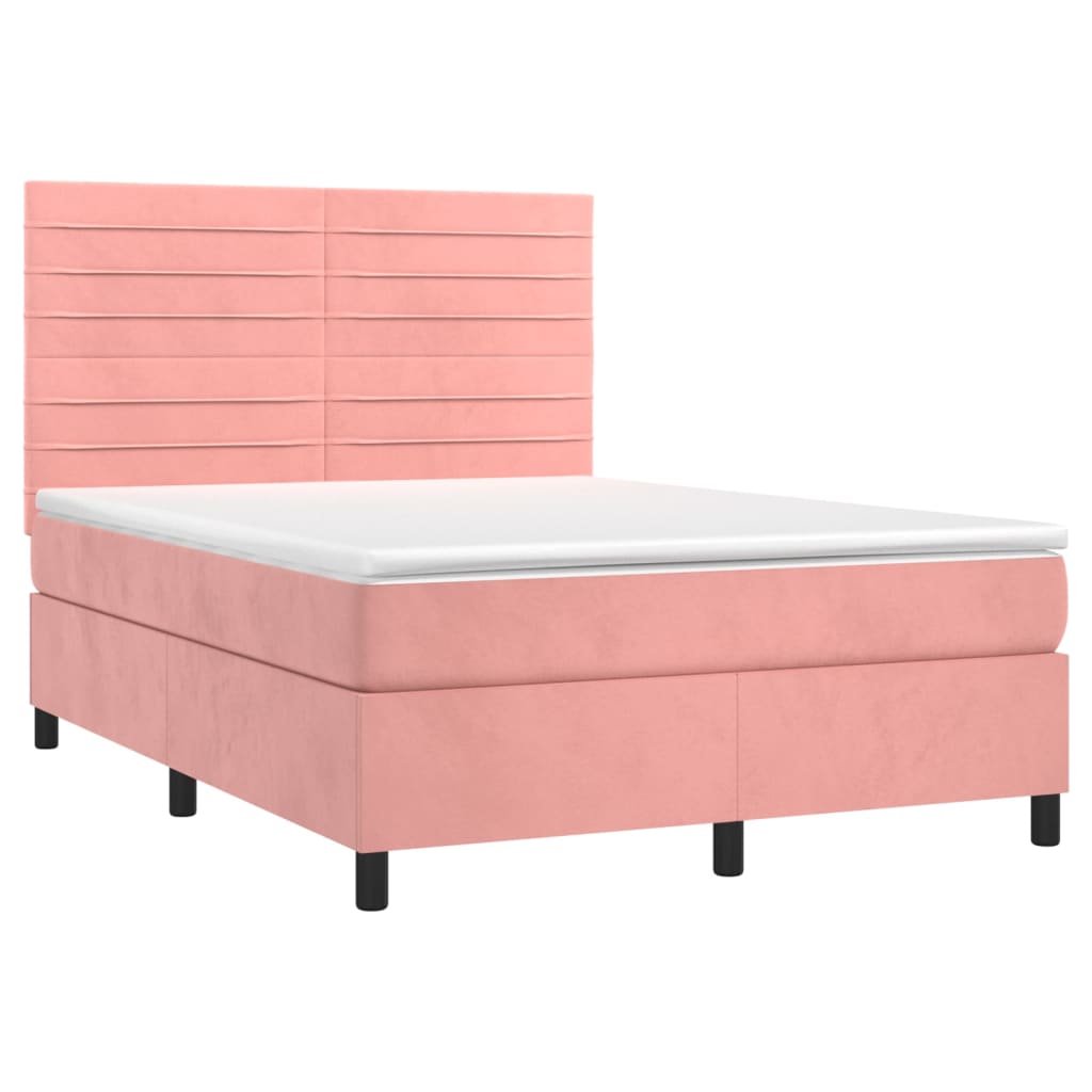 Sommier à lattes de lit avec matelas LED Rose 140x190cm Velours