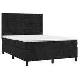 Sommier à lattes de lit avec matelas LED Noir 140x200cm Velours