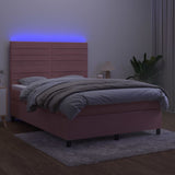 Sommier à lattes de lit avec matelas LED Rose 140x200cm Velours