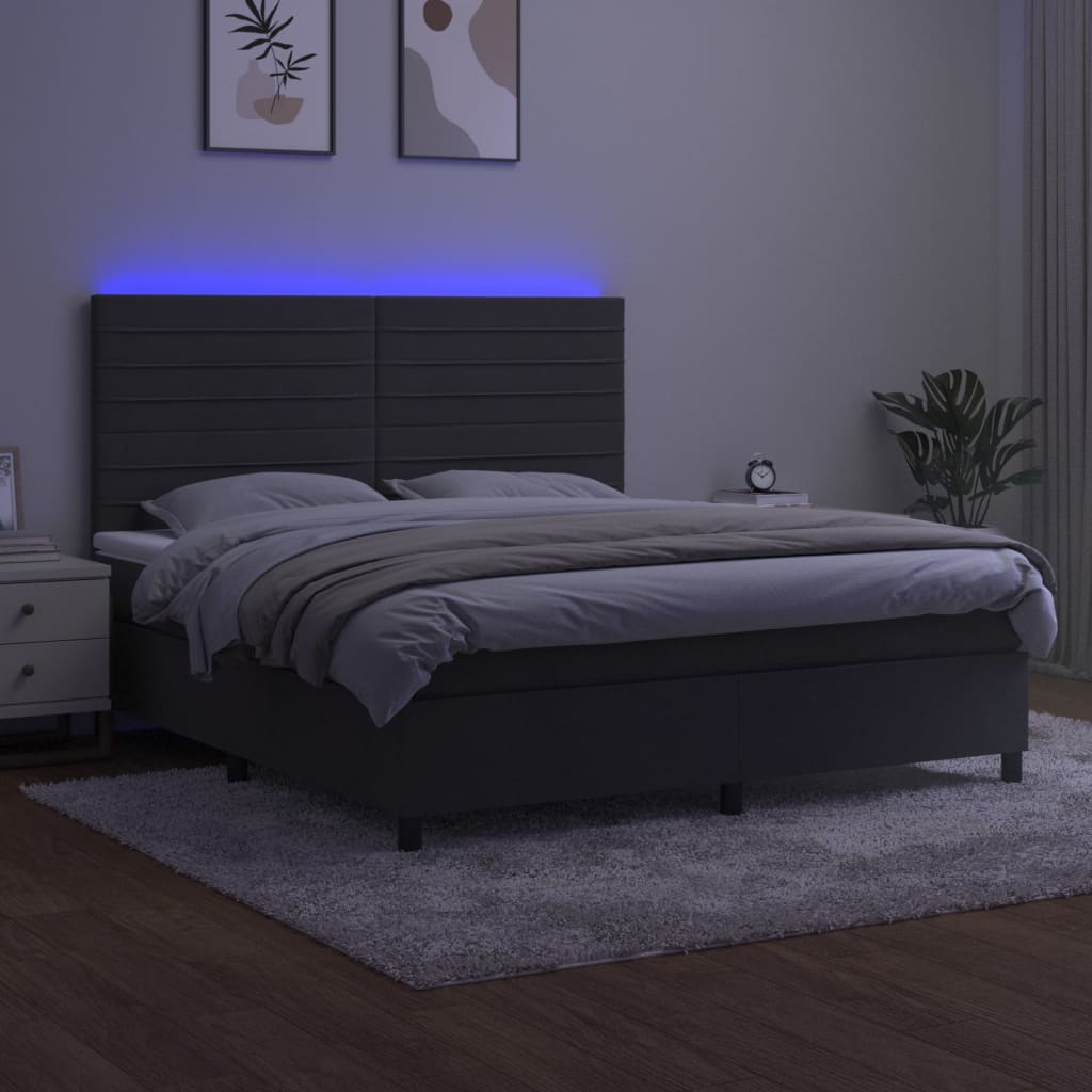 Sommier à lattes de lit avec matelas LED Gris foncé 160x200 cm