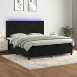 Sommier à lattes de lit avec matelas LED Noir 160x200cm Velours